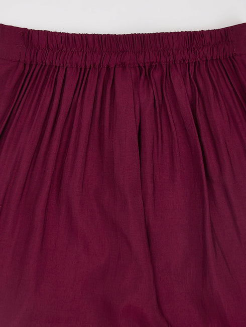 Girl's' Wine Kurta Set With Dupatta